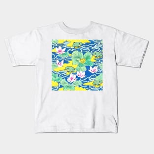 Waterlilies and frog chinoiserie Kids T-Shirt